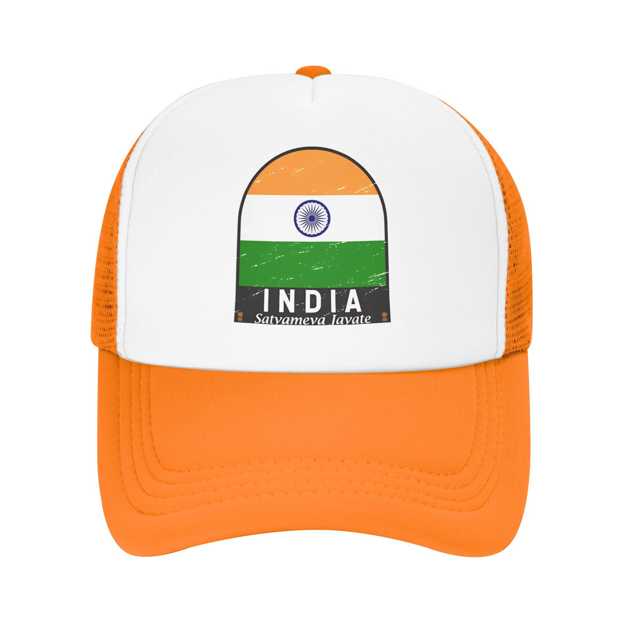 

Mesh Sun Hats India Flag Emblem Vintage Summer Trucker Hat For Unisex-Teens y2k Funny Hot Sale Hunting Camping Baseball Cap One Size