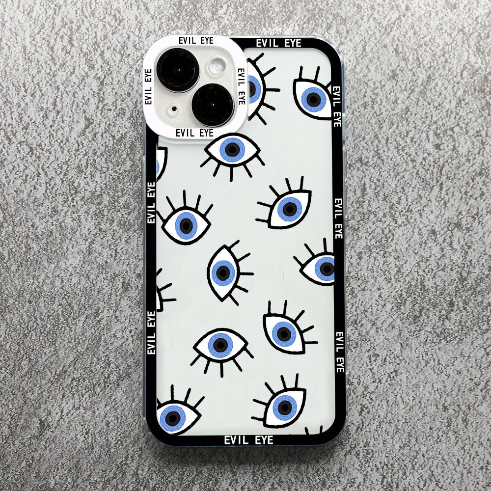Lucky Eye Blue Evil Eye Print Phone Case For iPhone 14 12 13 11 Pro Max XR X XS MAX 13Pro 7 8 Plus Cover Clear Shockproof Fundas