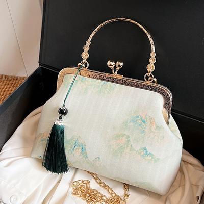 Borsa da sera vintage con nappa, chiusura a bacio, pochette con manico superiore per donna, borsa a tracolla, borsa a tracolla, borsa da sera da donna per festa di nozze
