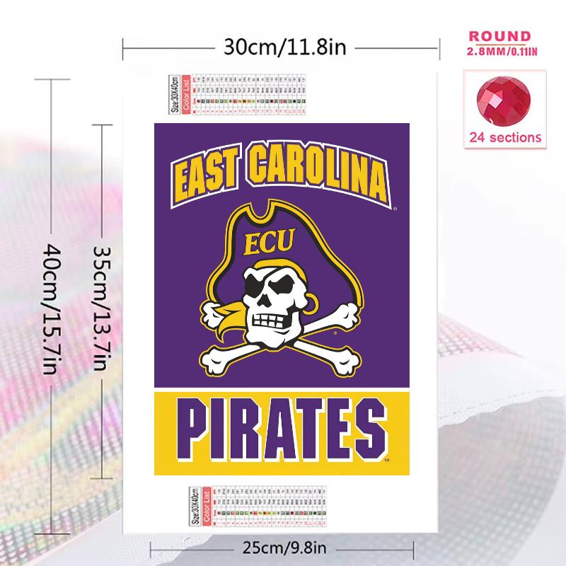 East Carolina Pirates 100% Round Full Drill 5D DIY Diamond Painting Embroidery Cross Stitch Rhinestone Décor