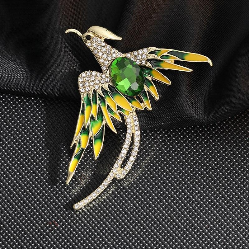 SKEDS Classic Crystal Pearl Phoenix Alloy Broocch Pin For Women Men Fashion Exquisite Rhinestone Badges Creative Animal Corsage