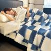 Thick Winter Fleece Blanket Double-Layer Polar Throw Bed Dorm Nap Cozy Geometric Checkered