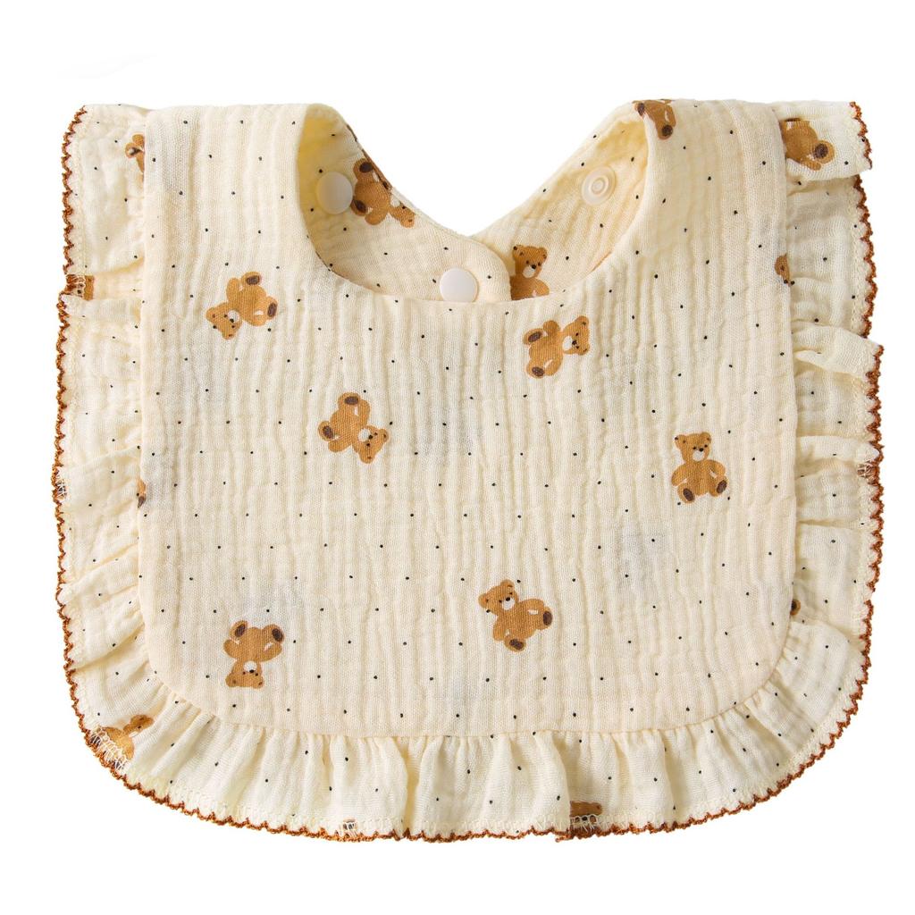 Baby Bibs Organic Cotton Muslin Scarf Burp Cloths Ruffle Floral Gauze Water Absorb Bandana for Newborn Accessories Feeding Kids