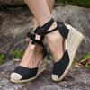 Fashion Comemore Ankle Lace Up Wedges Sandals Women Summer Closed Toe Espadrille Platform Sandles Woman High Heels Gladiator Sandalias