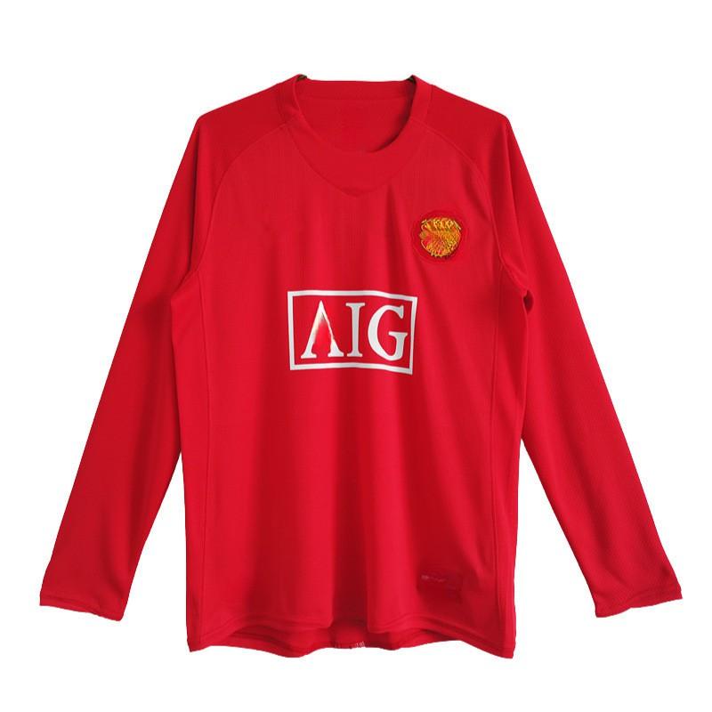 07-08 Manchester United Home Retro Jersey Short Long Sleeve UCL 7 Ronaldo 10 Rooney Football Shirt Men