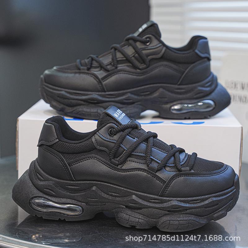 

Распродажа мужская обувь на платформе, увеличивающая рост, модная обувь для папы, новая осенняя дышащая молодежная повседневная универсальная спортивная обувь 39 чёрный