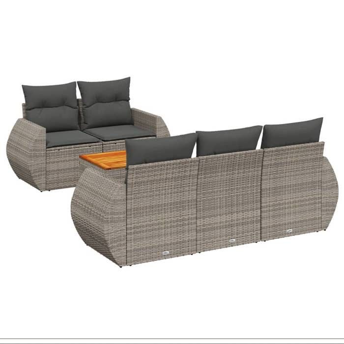 VidaXL Salon de Jardin avec Coussins 6 pcs, Canapés de Terrasse, Ensemble de Meubles de Patio, Mobilier d'Extérieur, Gris 3257222
