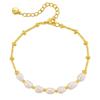 K Gold Plated Copper Natural Freshwater Pearl Elegant Women Bracelet