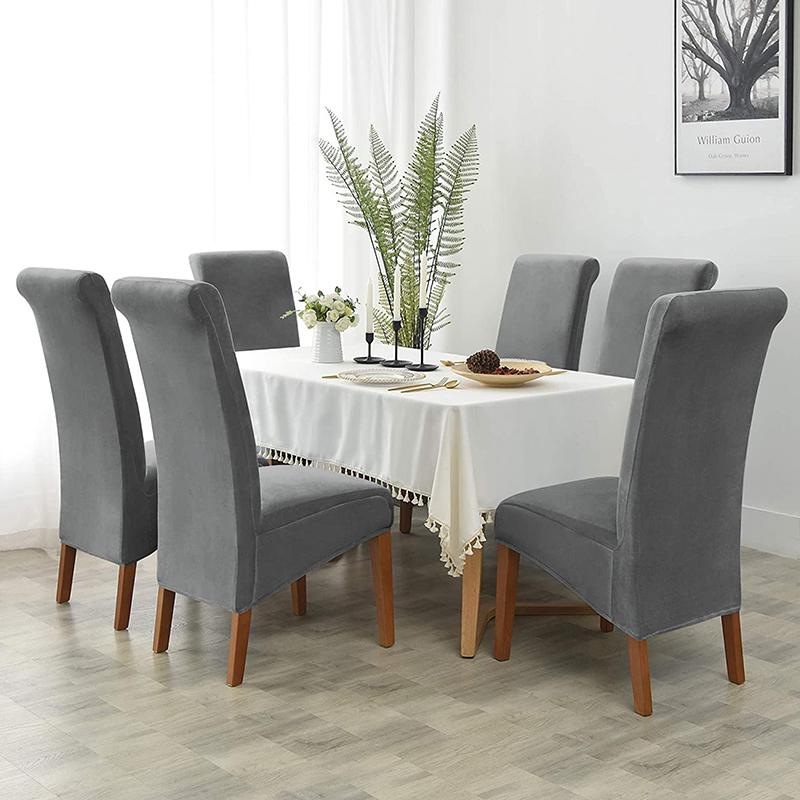 Velvet Chair Cover Stretch Dining Chair Cover Winter Warm Long Back Chair Cover Washable For Kitchen Home Hotel Wedding 1 Pcs