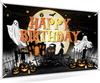 Avezano Halloween Birthday Banner Halloween Bday Backdrop Kid Grey Birthday Decorations Horror Moon Night Booday Backdrop 6 x 3.6 ft