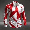 Men's Artistic Geometric Abstract Print Long Sleeve Dress Shirt Smooth Breathable Fabric Slim Fit Formal Business Casual Social