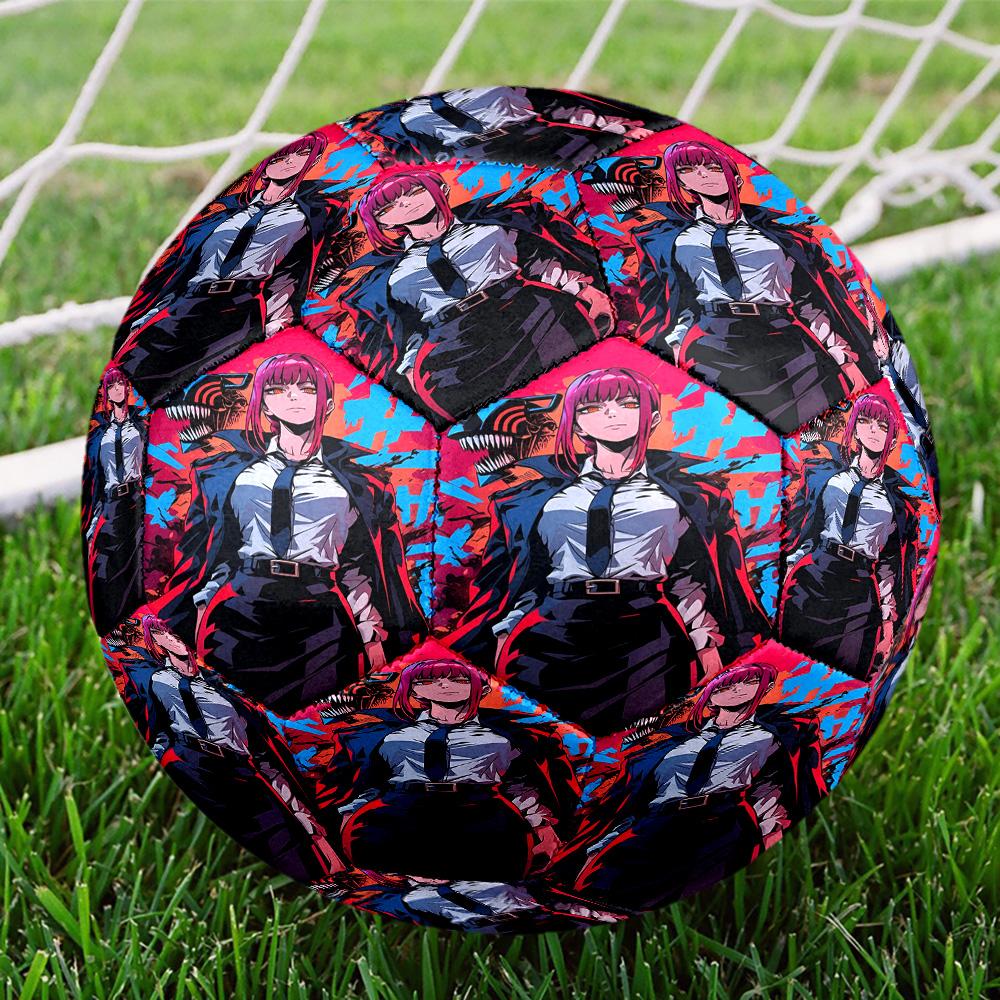 Makima Chainsaw Man Print Size 5 Soccer Ball, Standard Match Football for Sports Game and Team Practice, Ideal Gift for Soccer Fans