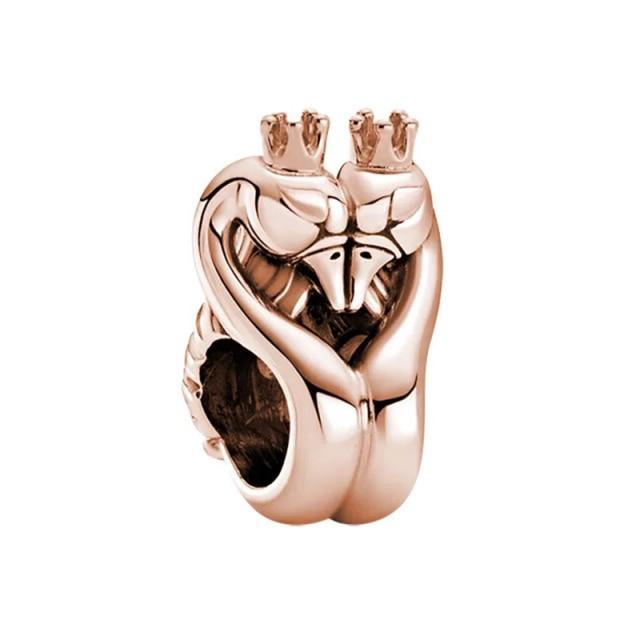 Подвеска из розового золота с цветком в виде листа и короны в виде сердца — фото 31