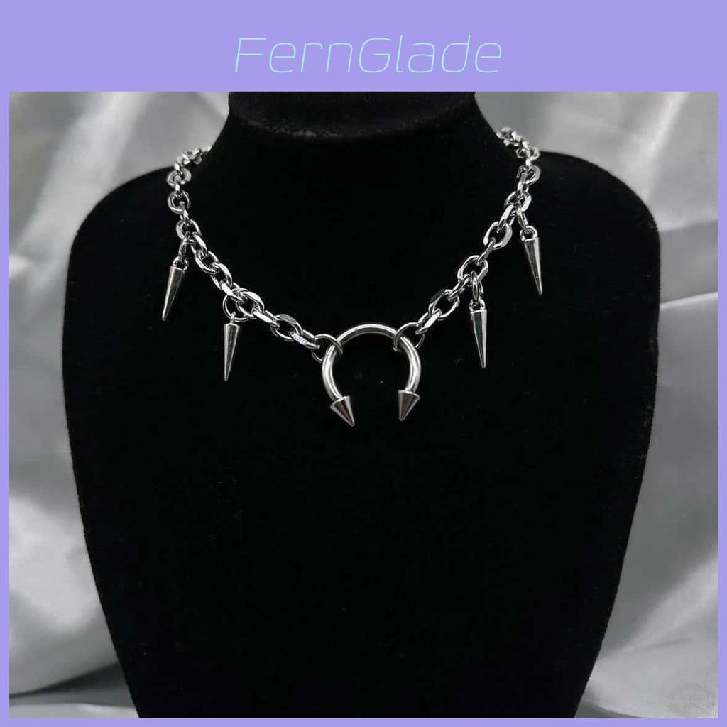 Gothic Punk Thorns Pendant Necklace With Steel Cross Chain For Women