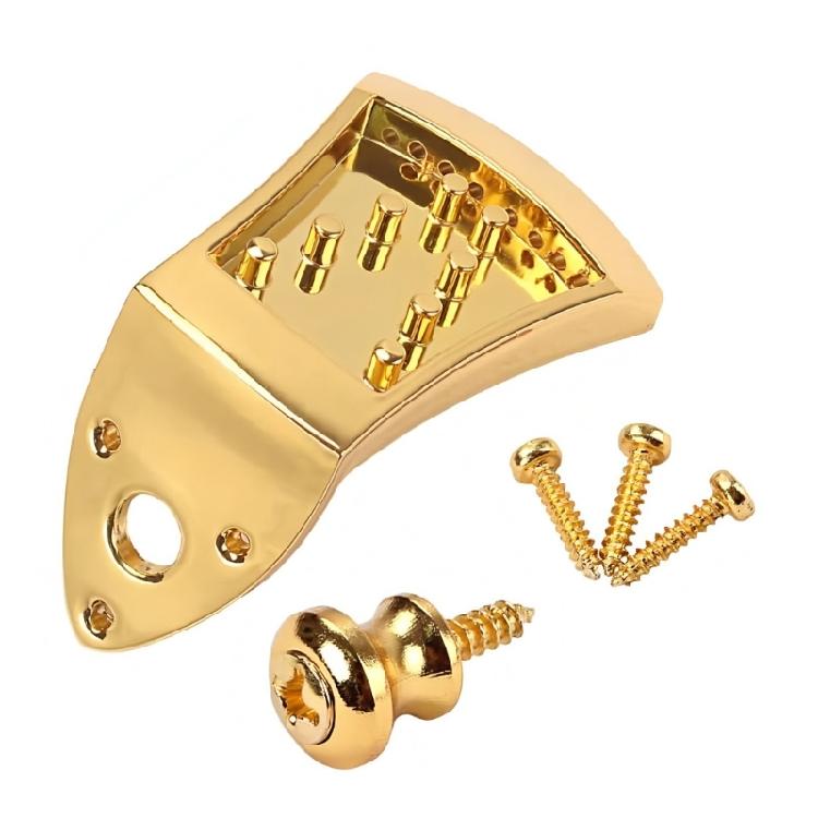 Polished Metal Mandolin Bridge Eight String Tailpiece For Precise String Alignment And Acoustic Resonance