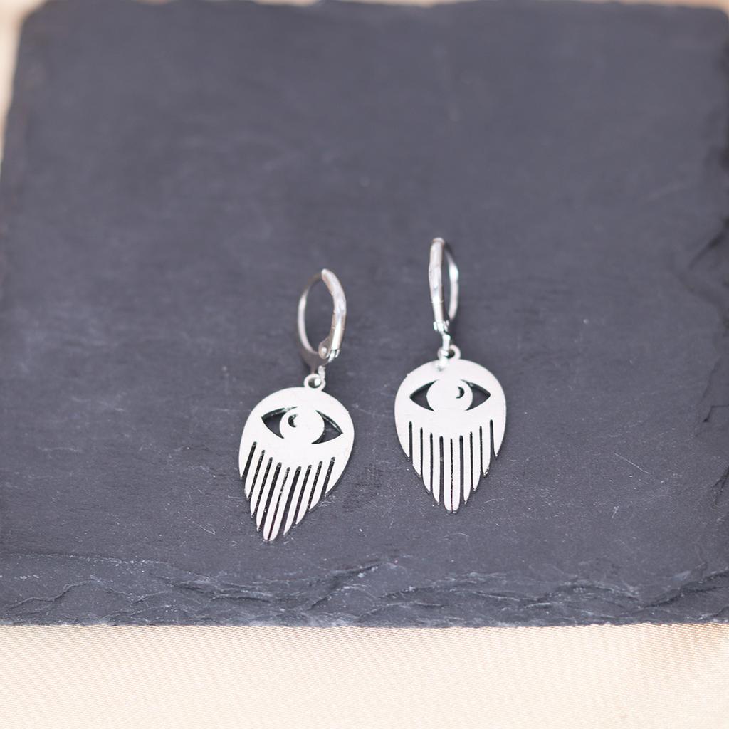 Kinitial Stainless Steel Death Moth Sun Moon Snake Mushroom Cactus Hamsa Hand Horse Earrings For Women Trendy Piercing Jewelry