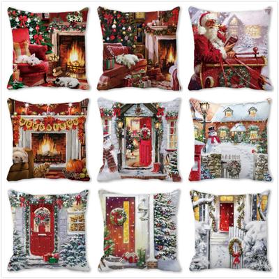 Home Decor Christmas Snow New Year Christmas Collection Snow Snowman Print Pillowcase 45x45cm Funda De Almohada