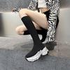 Boots Women's New Black Fly-woven Stockings Stacking Boots Niche Hot Girls But Knee Elastic Boots