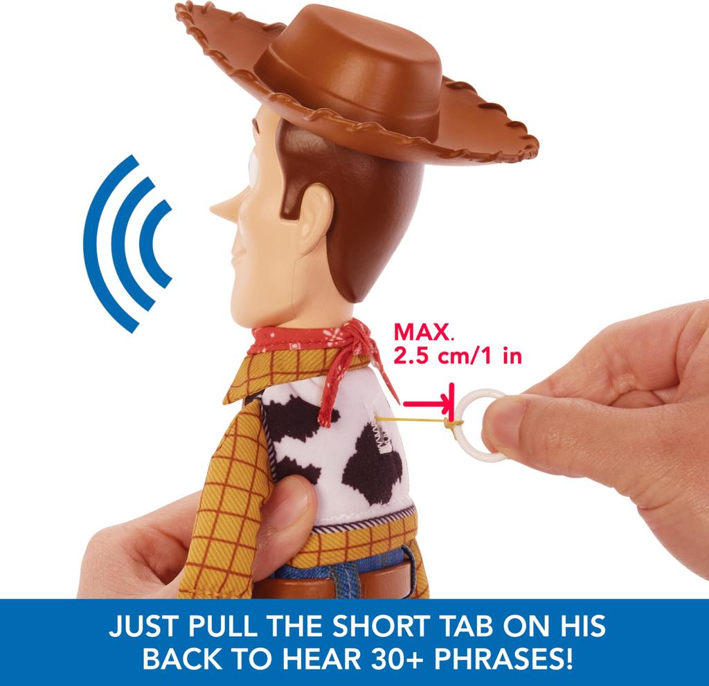 Tel Toy Story 4 Toy Story Movie Toy, Talking Woody Figure with Ragdoll Body, 20 Phrases, Pull Tab Activated Sounds, Roundup Fun Woody