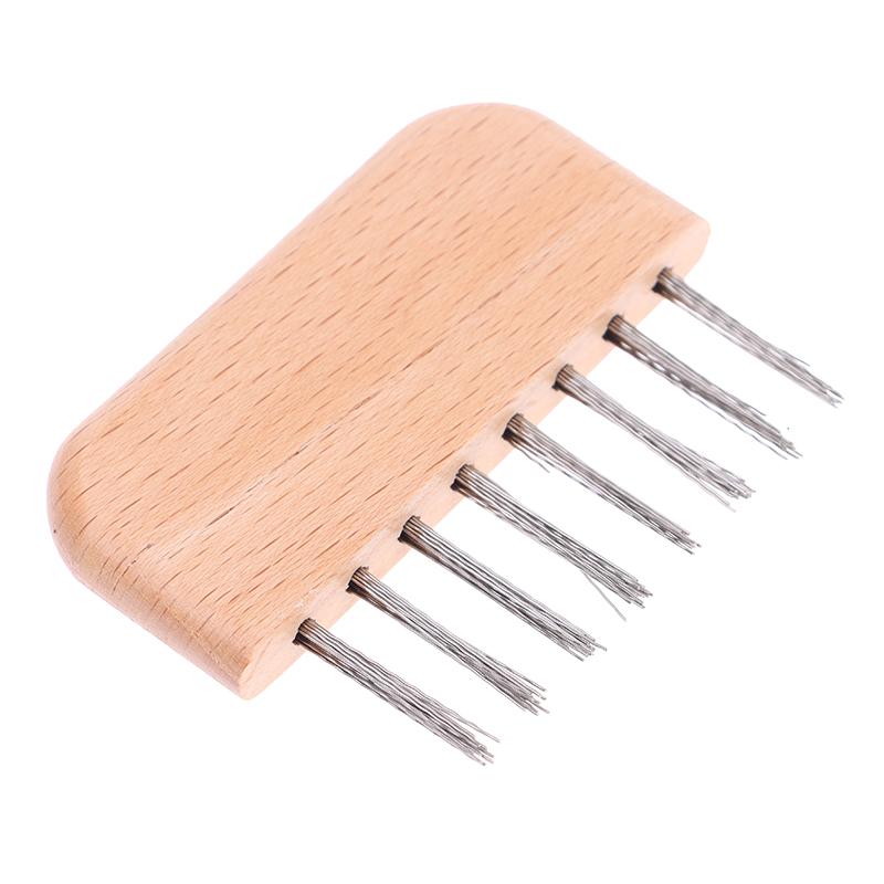 

1 шт. Очиститель для расчески с деревянной ручкой, Деликатная очистка, Съемный, Инструмент для очистки расчески для волос, Встроенный в ручку инструмент