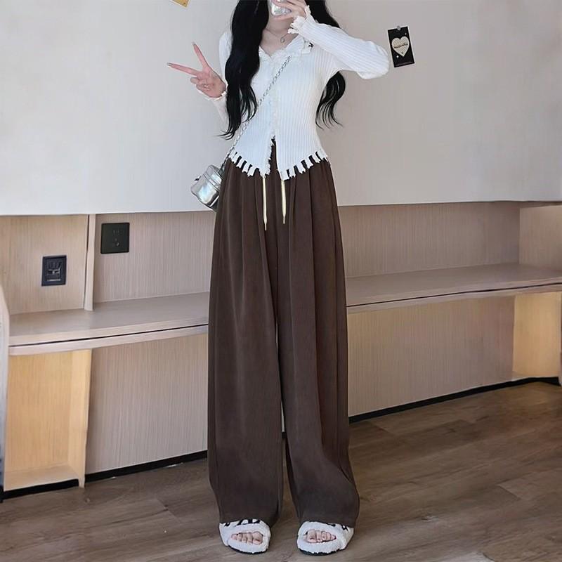 

2025 Autumn/Winter Women s High-Waisted Fleece-Lined Slimming Wide-Leg Scimitar Pants 2XL (65-75 kg)