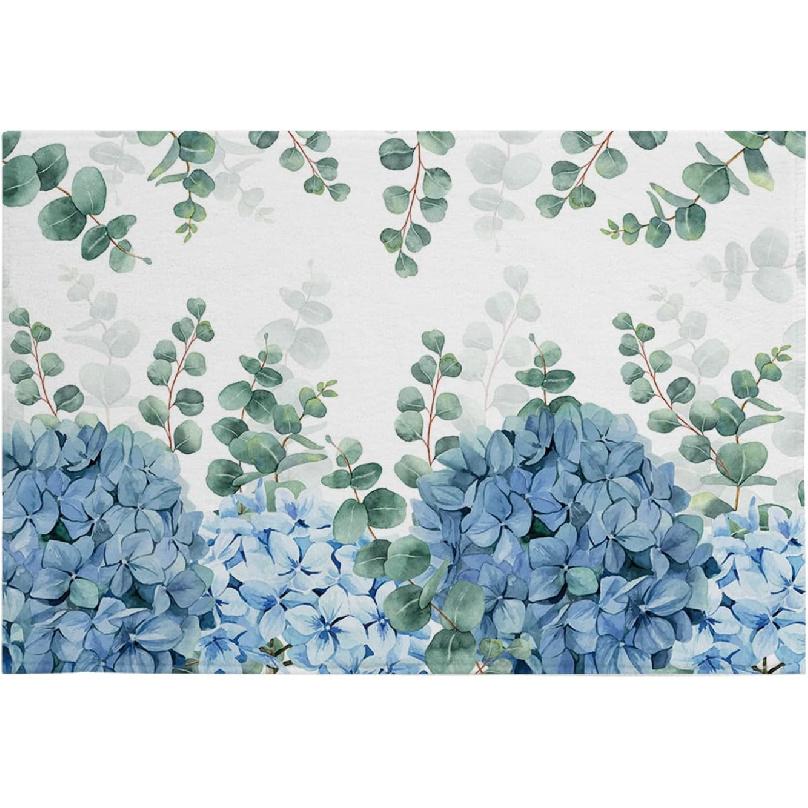 

Эвкалипт Цветочный Коврик-дорожка для ванной, Коврик для ванной, Мягкий Коврик для ванной, душа, ванны, Кухонный коврик для двери, Зеленый Синий Листья гортензии, Моющийся Напольный коврик-дормат, Зональный