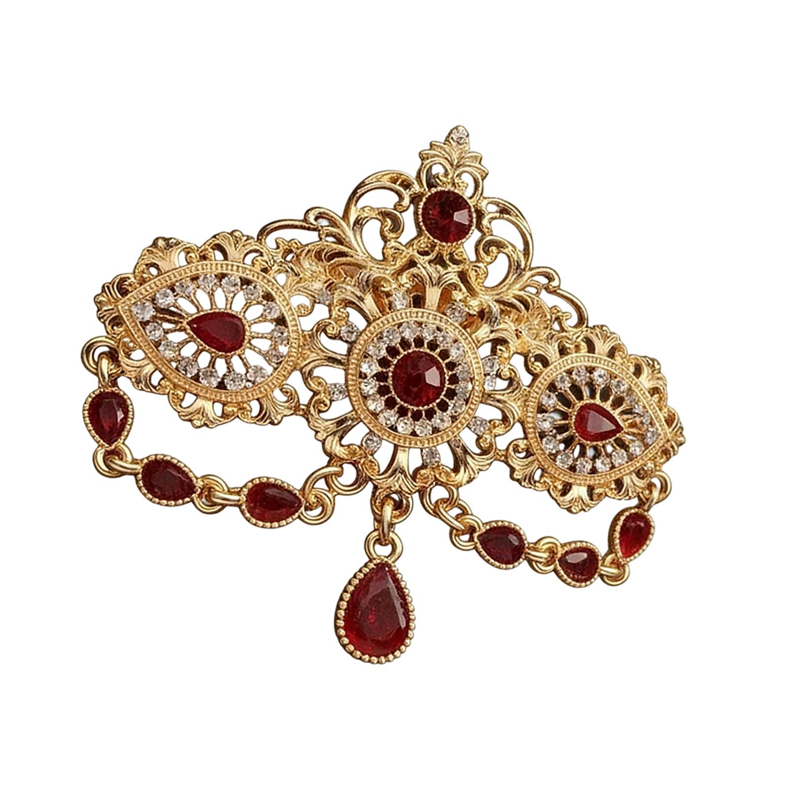 

Exotic Morocco Crystals Brooch Featuring Hollow Out Designs Tassels For Bridal Women Attire