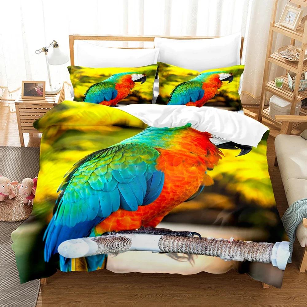 

Adorable Lovely Parot Beding Set 20x20 Winter Soft durable Quality Duvet Cover Sets Twin Ful Quen King Bedrom Set 10% Bambo Fiber House De Couete 100*200cm Single