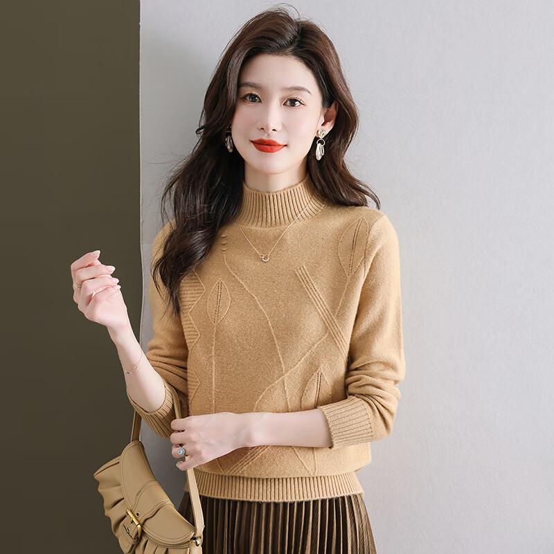 Women's 100% Pure Wool Half-High Collar Sweater
