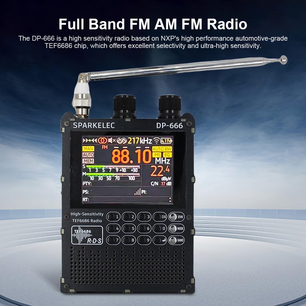 DP-666 TEF6686 Radio High Sensitivity Portable Full Band FM AM Short Wave Radio FM/LW/MW/SW DSP Receiver 2.8-inch LCD Screen