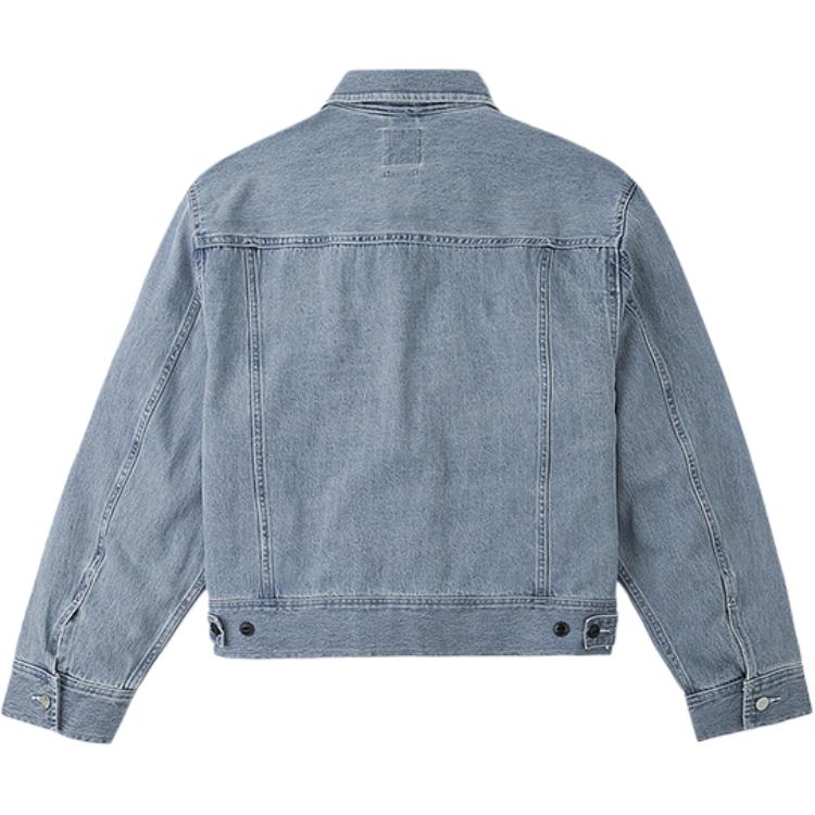 Comfortable Letter Print Single-Breasted Button-Down Loose Long Sleeve Denim Jacket Men jackets Light-Blue LMT007009101291A05309