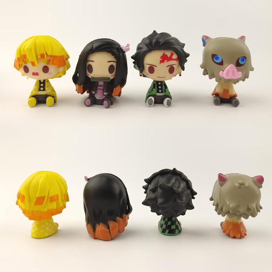 Anime Demon Slayer Blind Bag 4pcs Set Handmade Anime Cartoon Doll Desktop Decoration Birthday Gift Cute Toys