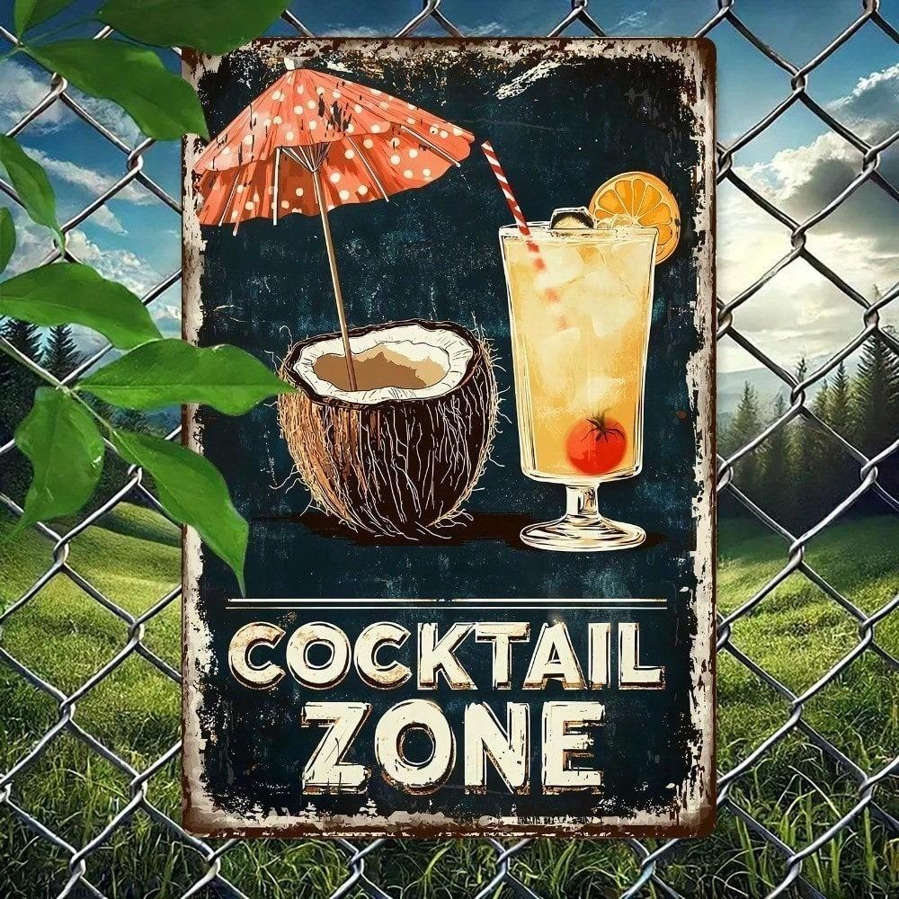 Metal Poster Wall Art Retro 2D Bar Sign Cocktail Zone Vinyl Decor for Home Garage Cafe