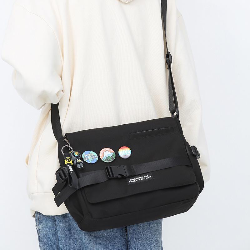 Men's Trendy Large Capacity Japanese Minimalist Crossbody Bag, Versatile College Student Shoulder & Messenger Bag