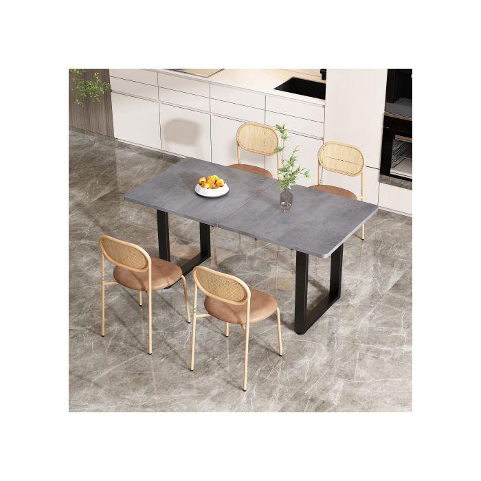 Ensemble De Chaises - MUVOE - Lot De 4 - Dossier En Rotin - Pieds En Métal - Confort Ergonomique