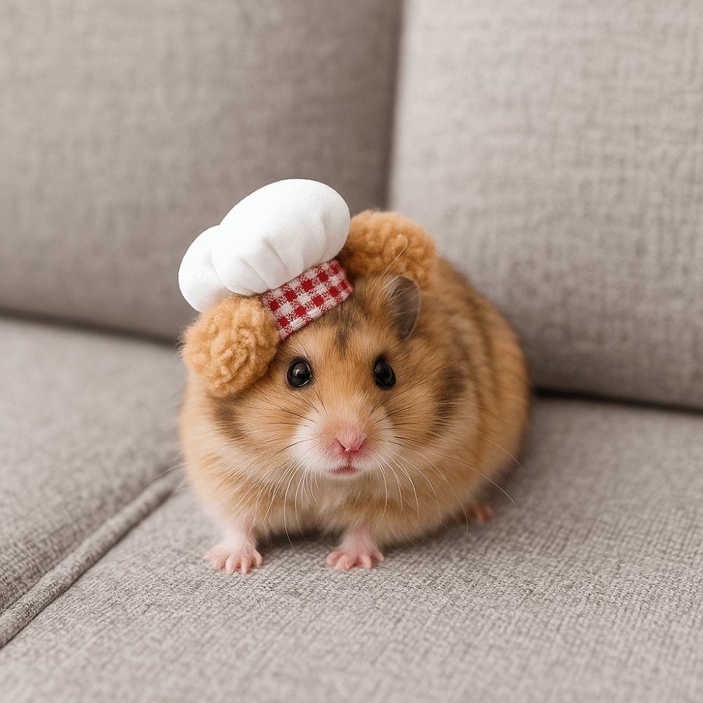 Pet Accessories Adjustable Hamster Chef Hat Breathable Comfortable Pet Costume Hat Decorative Hamster Cosplay Hat Birthday Party