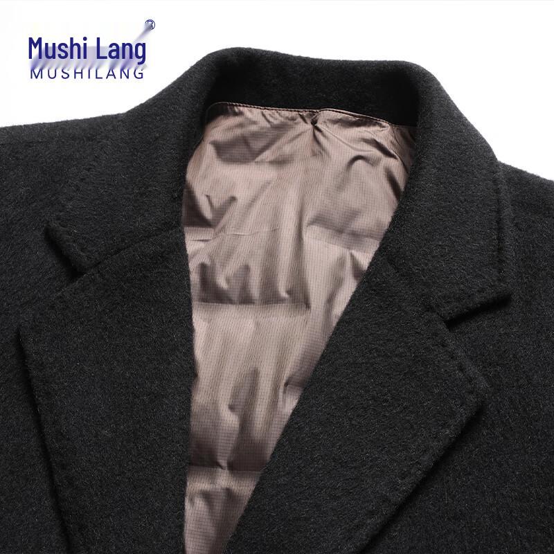 Men's Cashmere & Goose Down Lined Wool Blend Business Overcoat