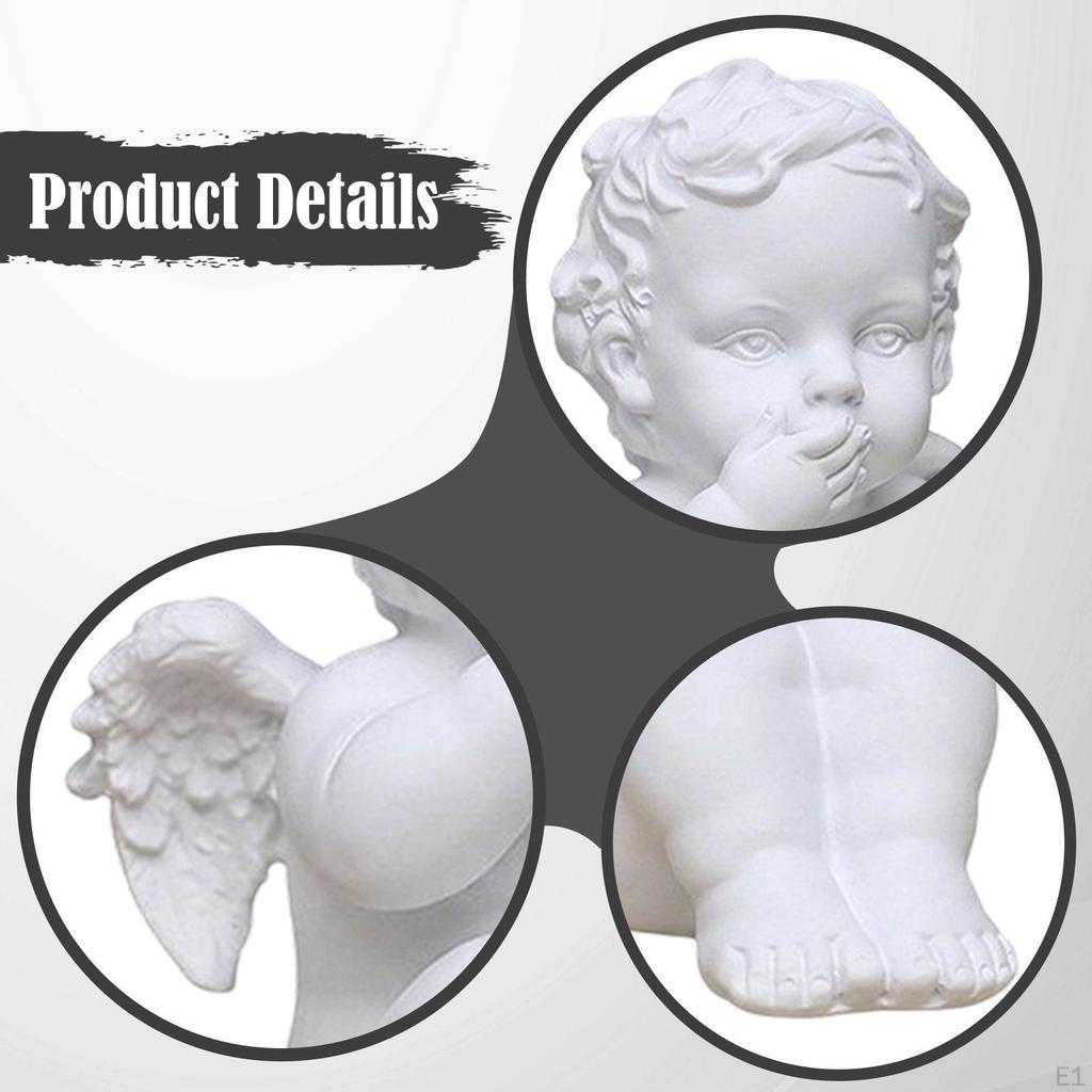 Angel Statue Resin Sculpture Decoration Retro Nordic Style Desktop Ornament for Living Room