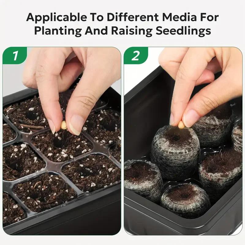 3/6pcs-Plastic Seedling Box With 12 Holes, Seedling Box With Sowing And Seedling Hole Tray