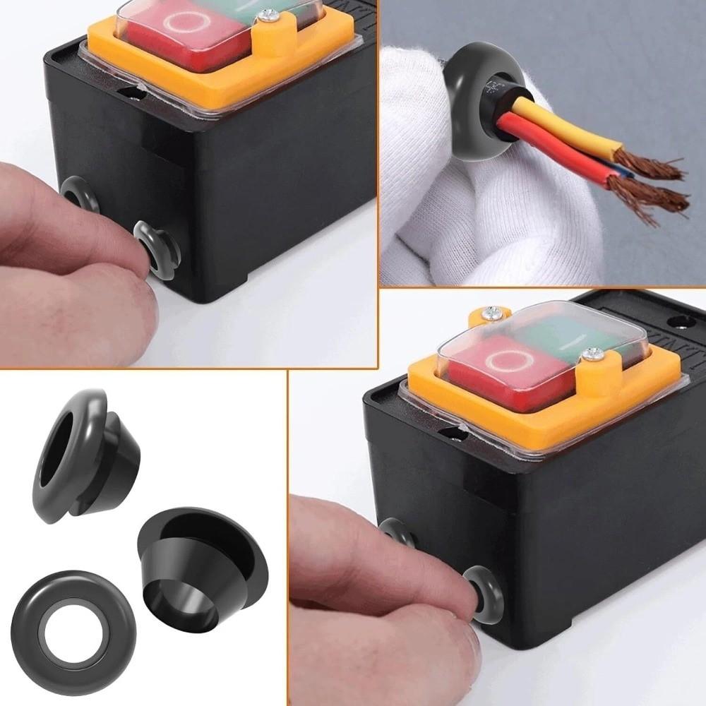 Black Cable Hole Plugs Rubber Grommet Assortment Kit Ring  Electrical Wiring