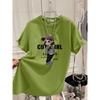 Large Version of Loose T-shirt for Women's Short-sleeved Pure Cotton Summer New Korean Version of Cute Girl Mid-length Top