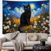 Enchanted Midnight Cat Tapestry Moonlit Floral Fantasy Wall ArtLarge Decor for Living Room or Bedroom Add Magic To Your Space