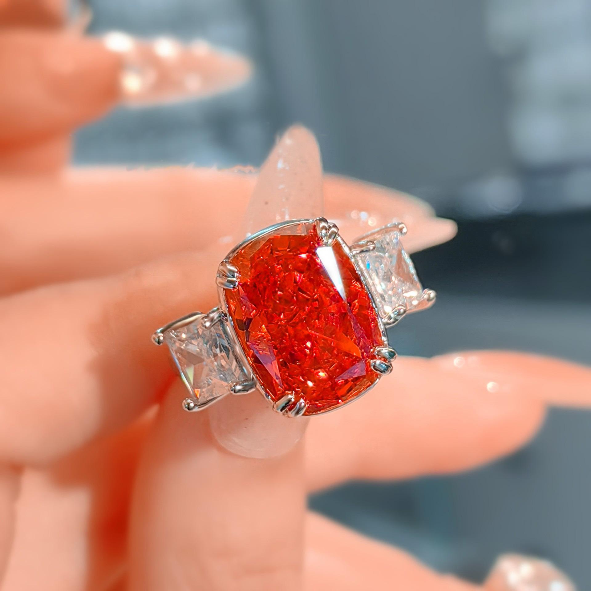 Темперамент Сейко Квадратный Набор Колец Премиальный Флакон Духов Высокоуглеродистый Бриллиант Огранка Ледяной Цветок Ожерелье Серьги Женские