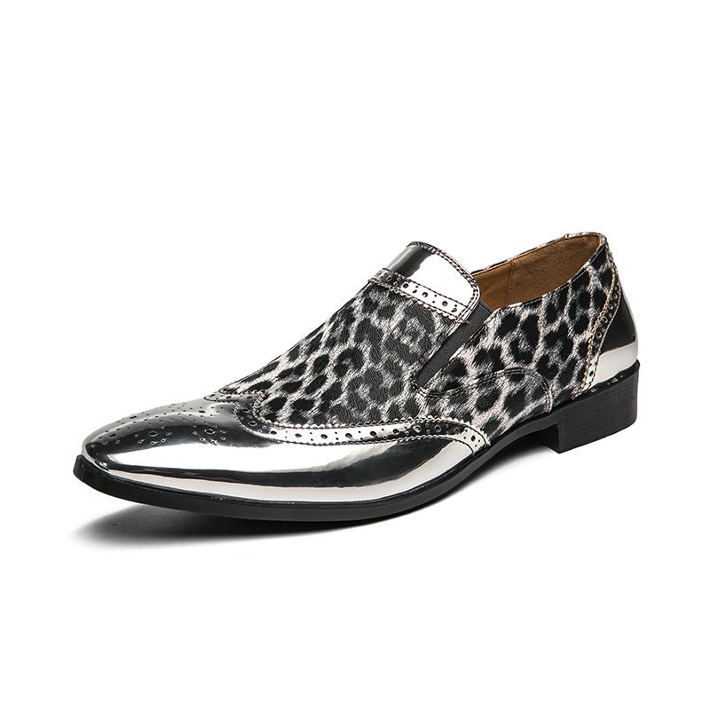 Fashion Gold and Silver Men Fashion Shoes Leopard Print Casual Shoes Low Heel Loafers Men Mens Oxfords Business Wedding Moccasins Formal