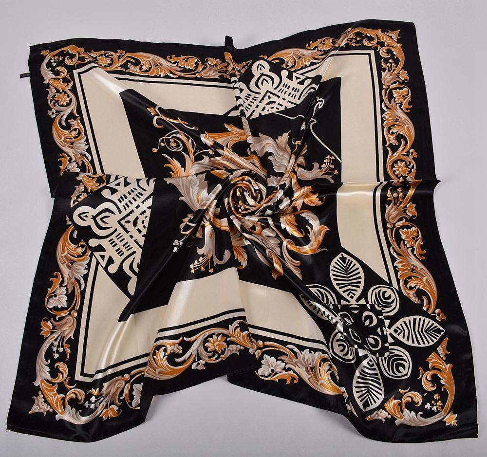 

BYSIFA Pink Ladies Square Scarves Hijabs Printed Fashion Elegant Women Satin Silk Scarf Headscarf Luxury Sweet Neck Scarf 90cm-90cm
