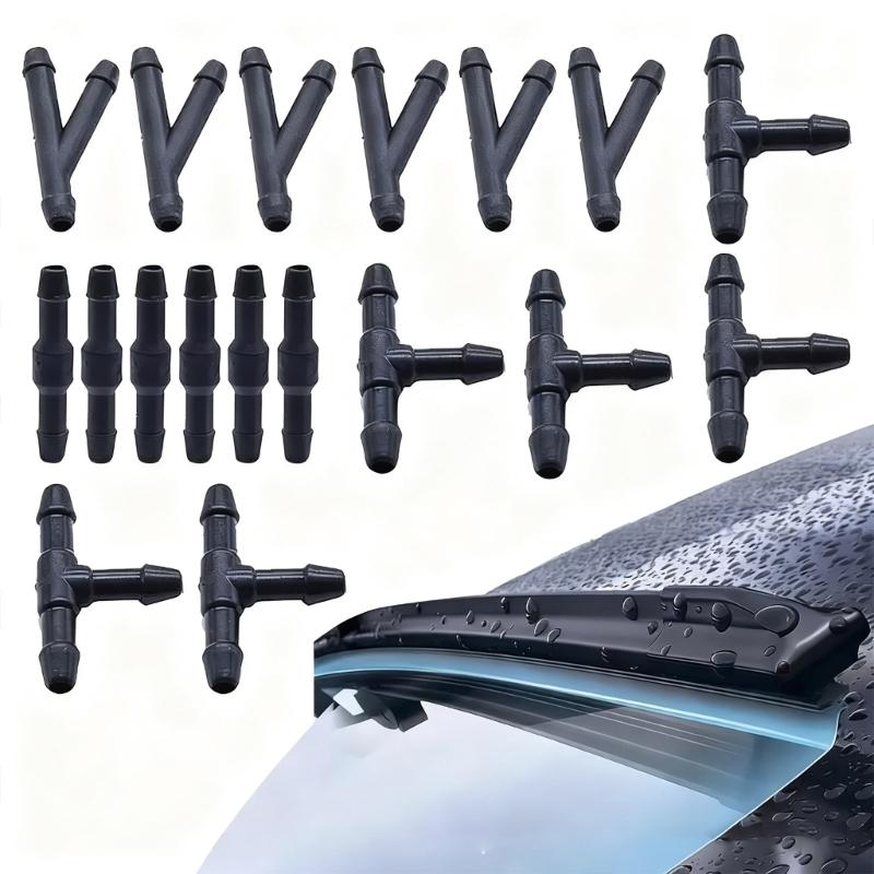 18PCS Automotive Plumbing Fittings Multiple Shape Windshield Washer Hose Joints 3 Size Connectors for for Windshield Clean