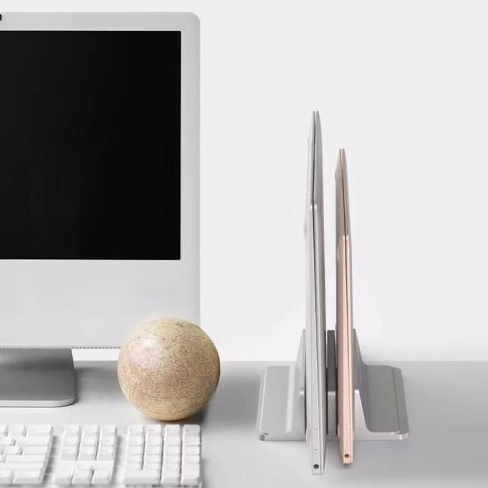 Dual Storage Vertical Type Notebook Computer Book Aluminium Alloy Bracket Base Desktop Double Card Slot Heat