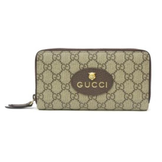 

USED GUCCI GG Supreme Tiger Zip-Around Long Wallet Brown коричневий