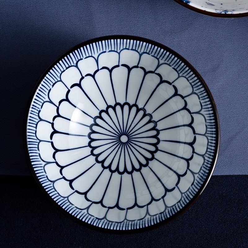 Handgefertigtes chinesisches blau-weißes Keramik-Essgeschirr-Set (4 Schüsseln, 4 Essstäbchen)