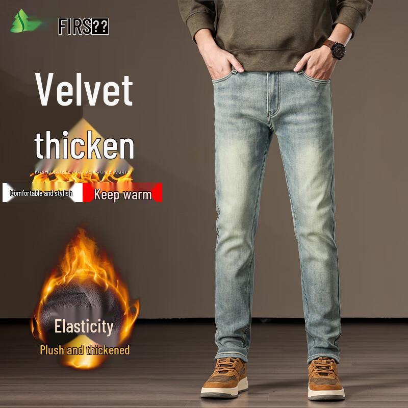 

FIRS Мужские джинсы из эластичного денима зауженного кроя с флисовой подкладкой 34